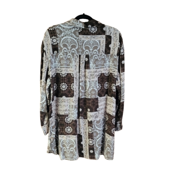 Vici Collared Button Up Brown Floral Print Shirt Dress Coverup Size Medium - Picture 2 of 5